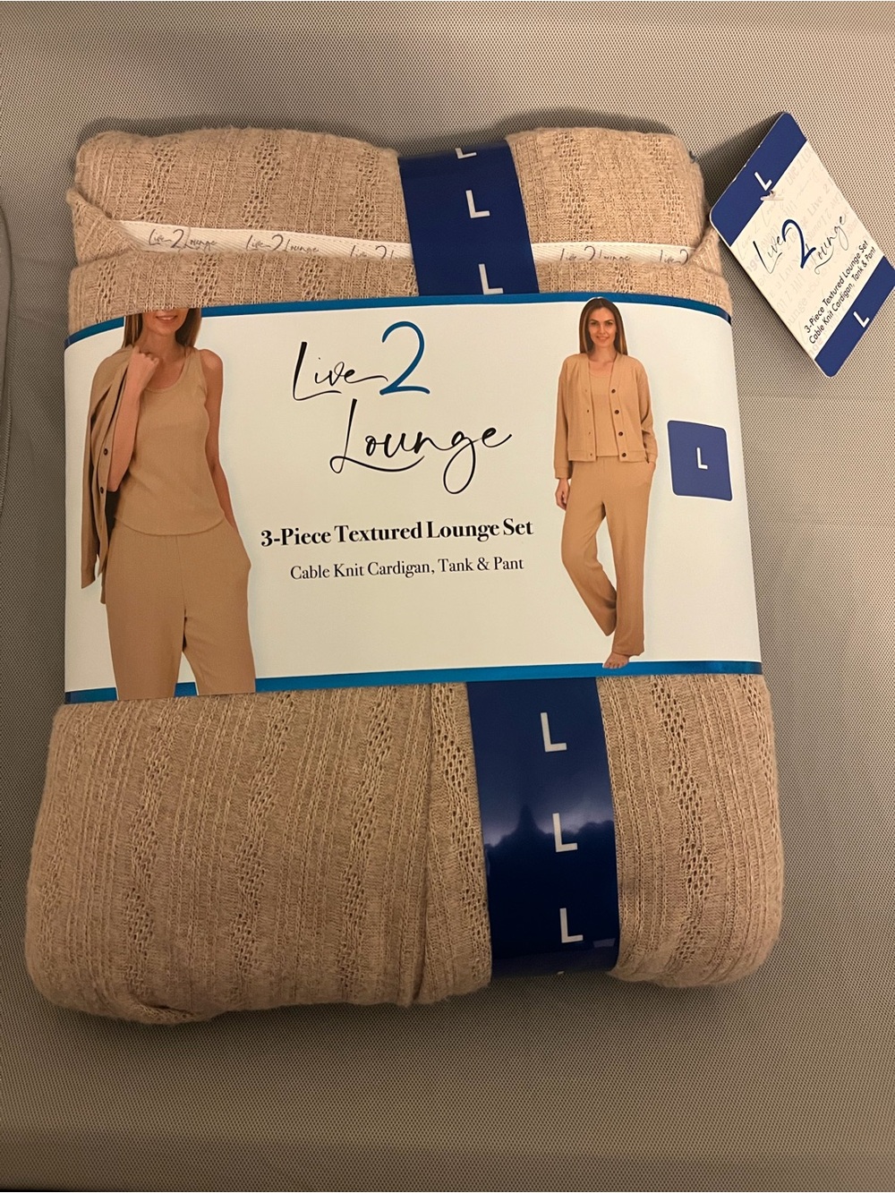 Large Live 2 Lounge 3-Piece Textured Lounge Set - Beige